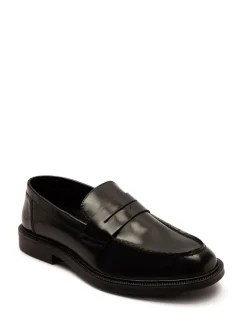 Off The Hook Black Perry Loafer Smooth Leather Shoes