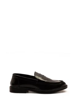 Off The Hook Black Perry Loafer Smooth Leather Shoes