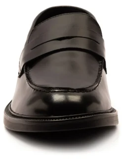 Off The Hook Black Perry Loafer Smooth Leather Shoes