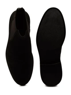 Off The Hook Black Torrance Suede Leather Slip-On Chelsea Boots