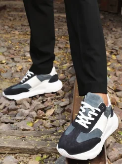 Off The Hook Blue Collins Casual Lace-Up Leather Trainers