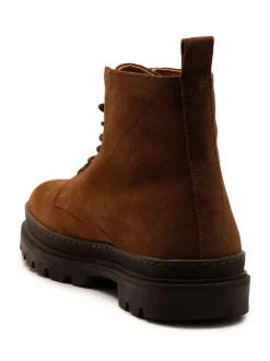 Off The Hook Brown Blake Suede Leather Lace-Up Boots