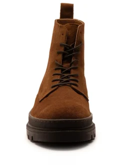Off The Hook Brown Blake Suede Leather Lace-Up Boots