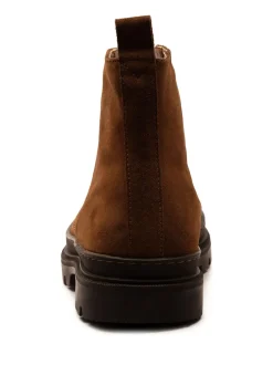 Off The Hook Brown Blake Suede Leather Lace-Up Boots