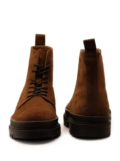 Off The Hook Brown Blake Suede Leather Lace-Up Boots
