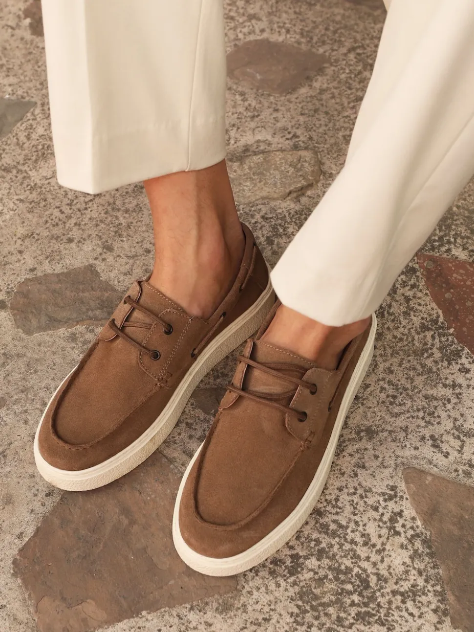 Off The Hook Brown Daly Suede Leather Casual Lace-Up Boat Shoes