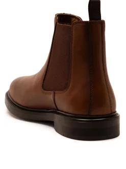 Off The Hook Brown Torrance Leather Slip On Chelsea Boots