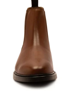 Off The Hook Brown Torrance Leather Slip On Chelsea Boots