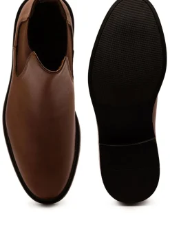 Off The Hook Brown Torrance Leather Slip On Chelsea Boots