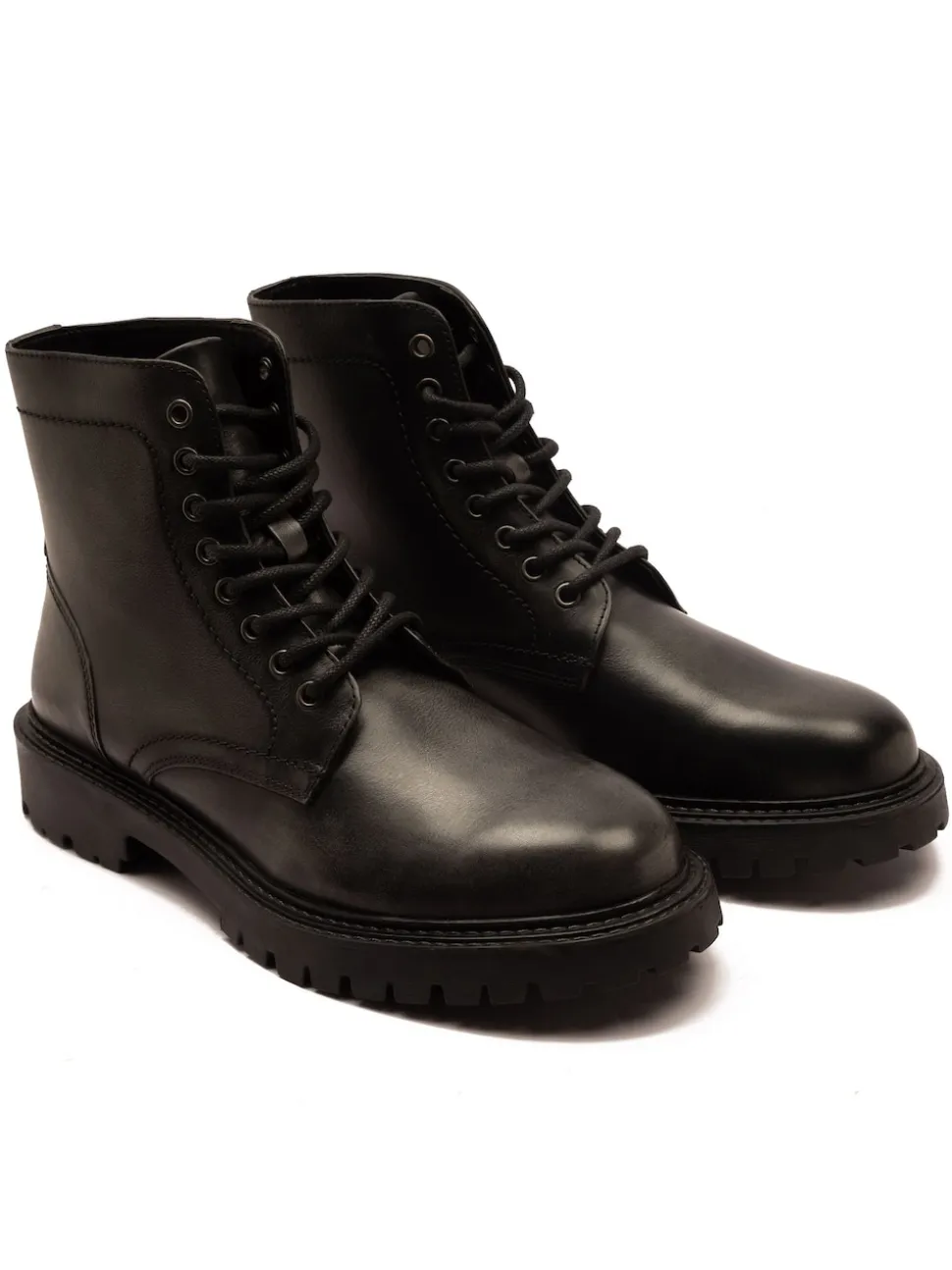 Off The Hook Grey Donnie Leather Lace-Up Combat Ankle Boots