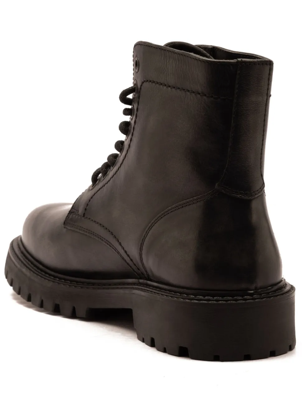 Off The Hook Grey Donnie Leather Lace-Up Combat Ankle Boots