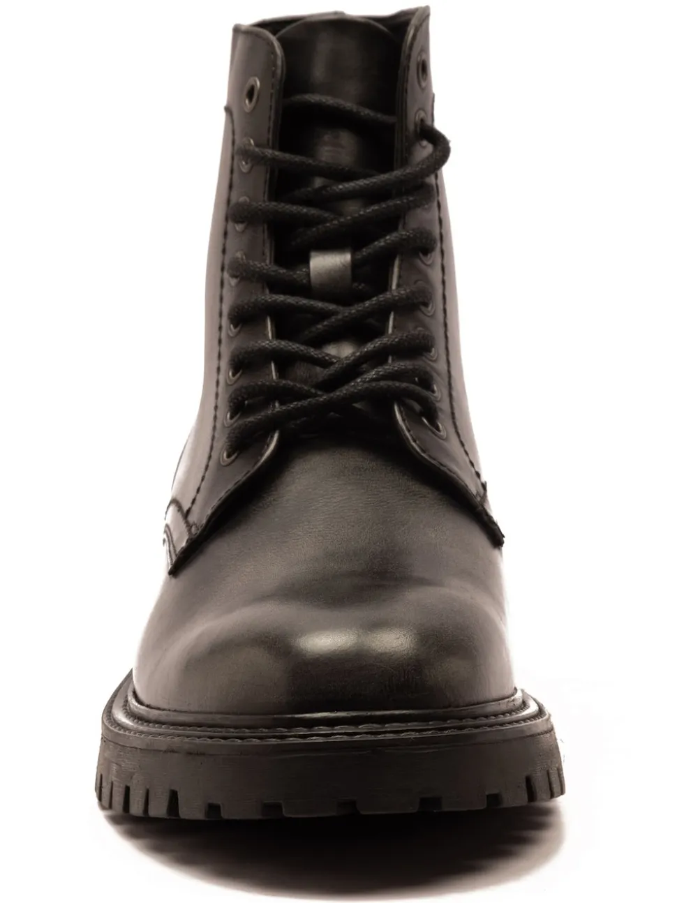 Off The Hook Grey Donnie Leather Lace-Up Combat Ankle Boots