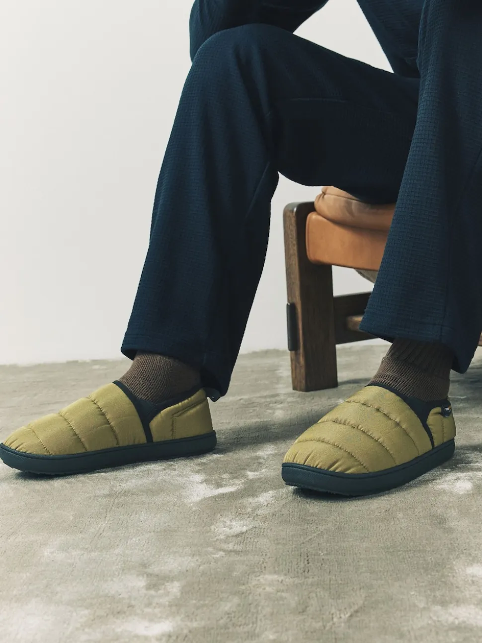 Olive Codura Quilted Slippers