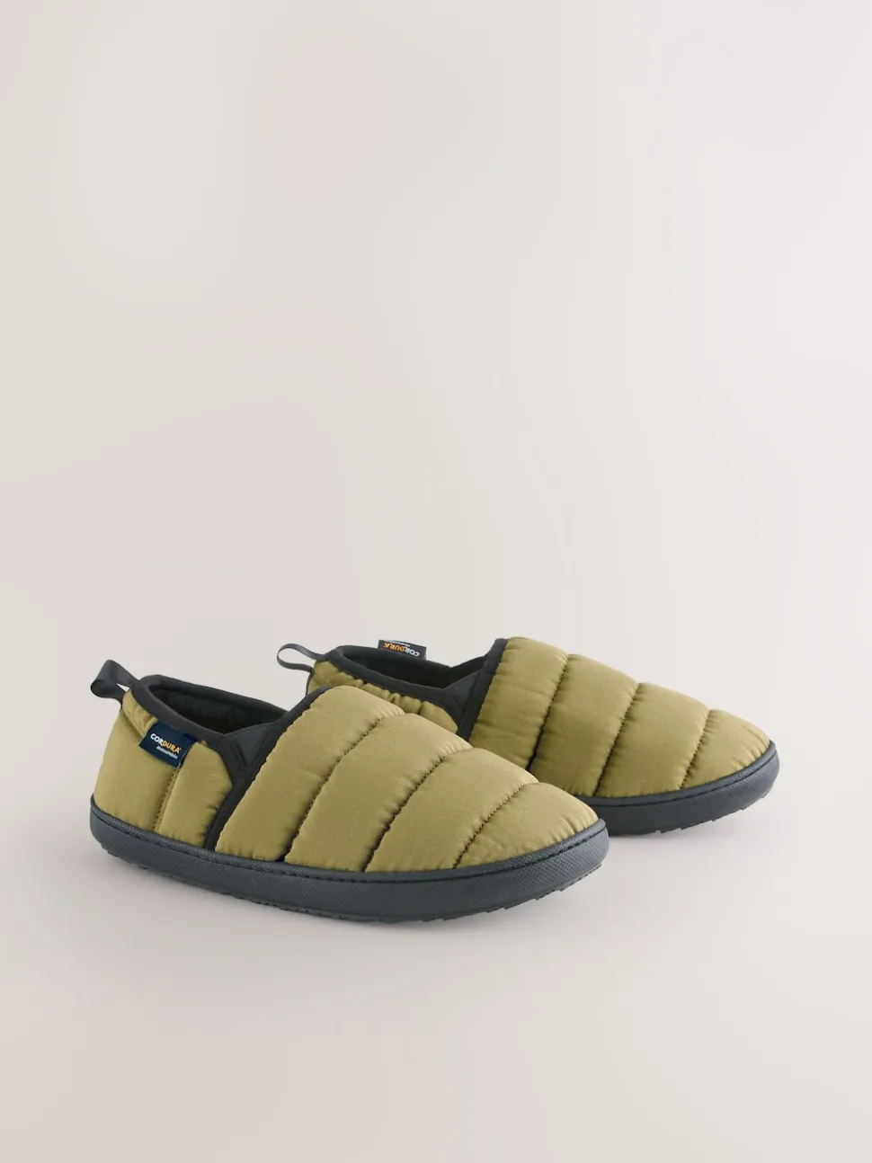 Olive Codura Quilted Slippers