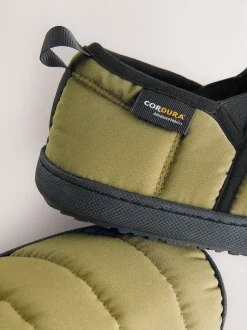Olive Codura Quilted Slippers