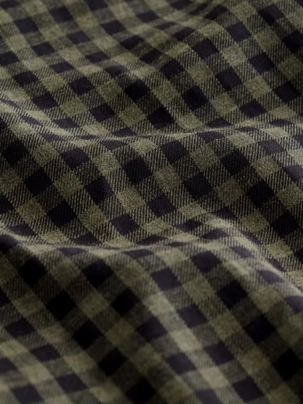 Olive Green Gingham Regular Fit Check Soft Touch 100% Cotton Smart Long Sleeve Shirt