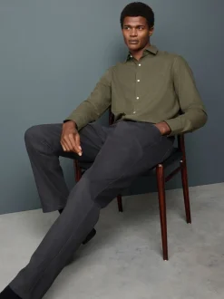 Olive Green Long Sleeve Soft Touch Smart Shirt