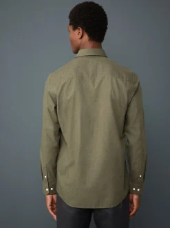 Olive Green Long Sleeve Soft Touch Smart Shirt