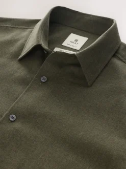 Olive Green Long Sleeve Soft Touch Smart Shirt