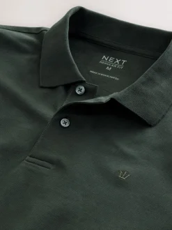 Olive Green Regular Fit Long Sleeve Pique Polo Shirt