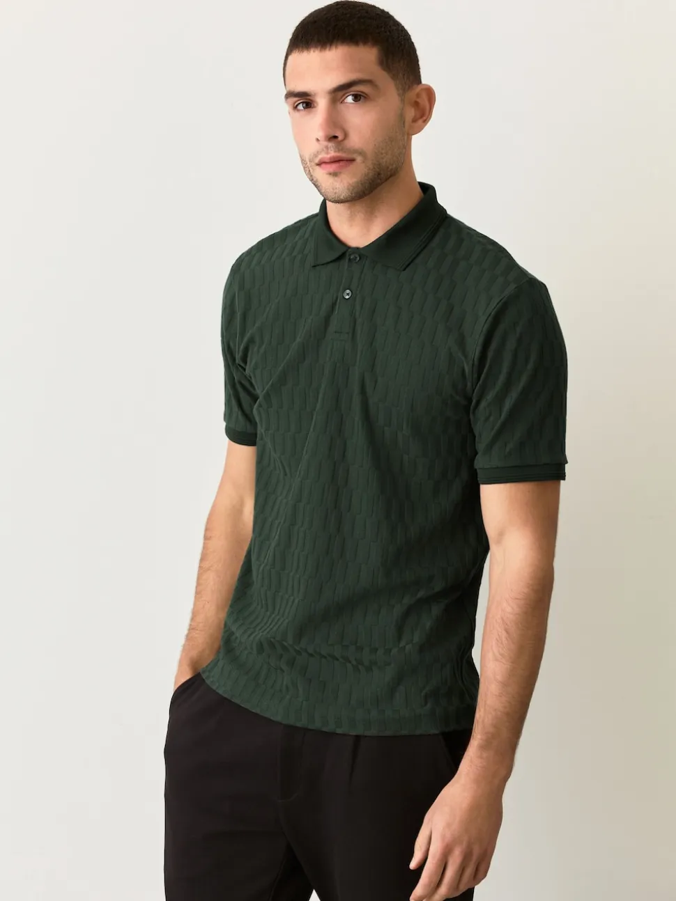 Olive Green Regular Fit N.Premium Smart Jaquard Polo Shirt