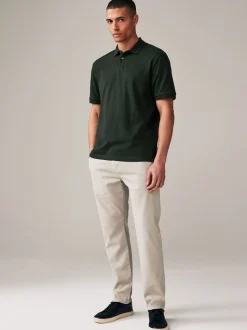 Olive Green Regular Fit Short Sleeve Pique Polo Shirt
