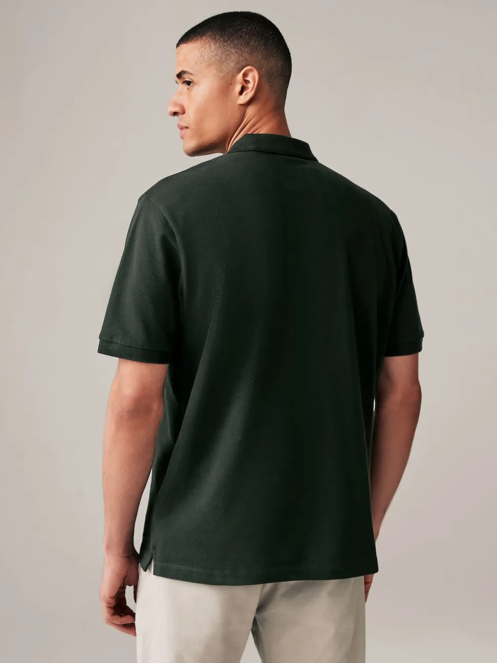 Olive Green Regular Fit Short Sleeve Pique Polo Shirt