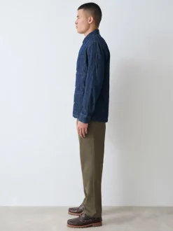 Olive Green Straight Fit Stretch Chinos Trousers