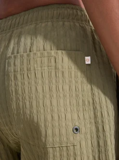 Olive Green Waffle Textured Swim Shorts