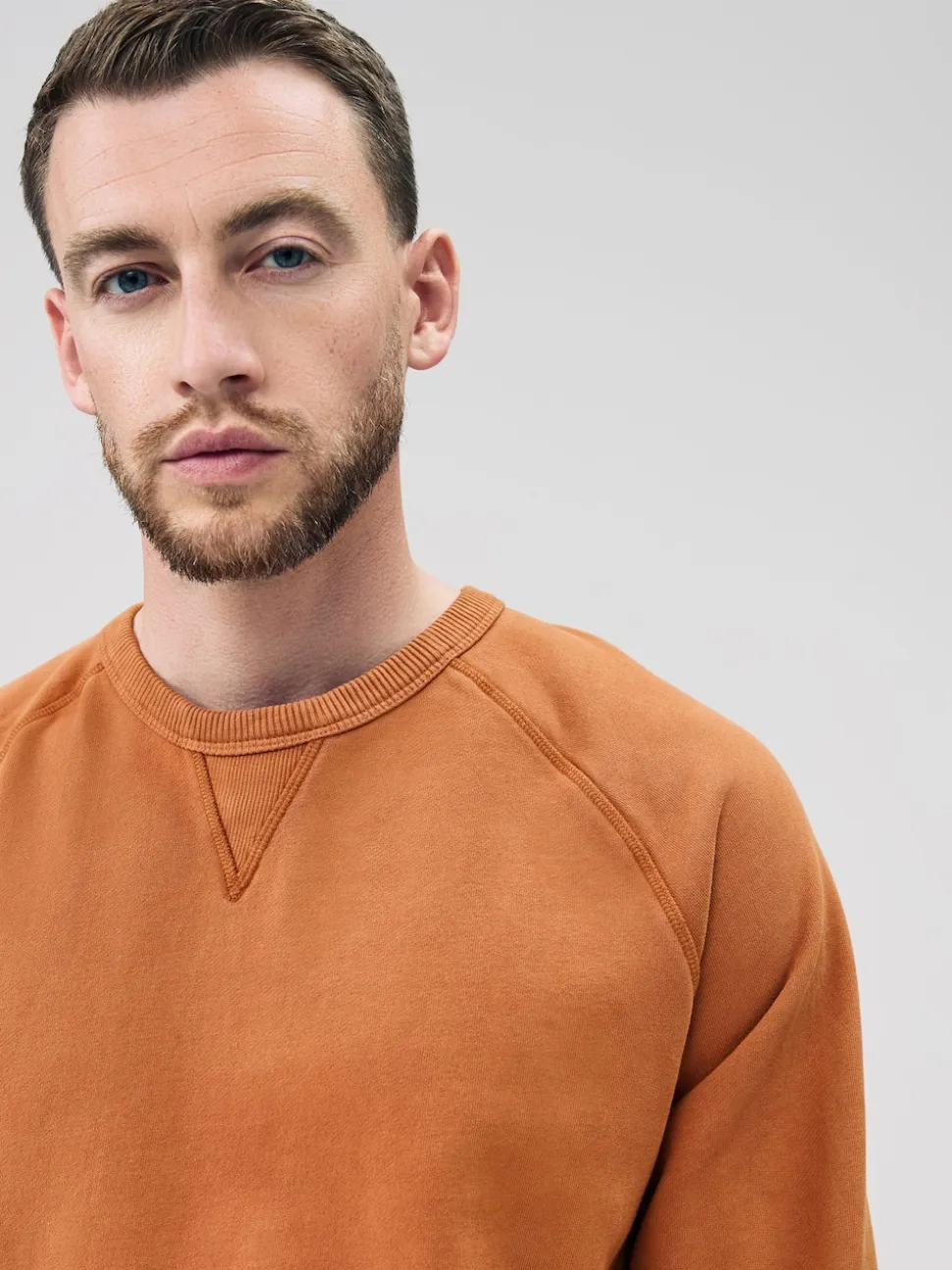 Orange Crew Sweatshirt Heavyweight Garment Washed