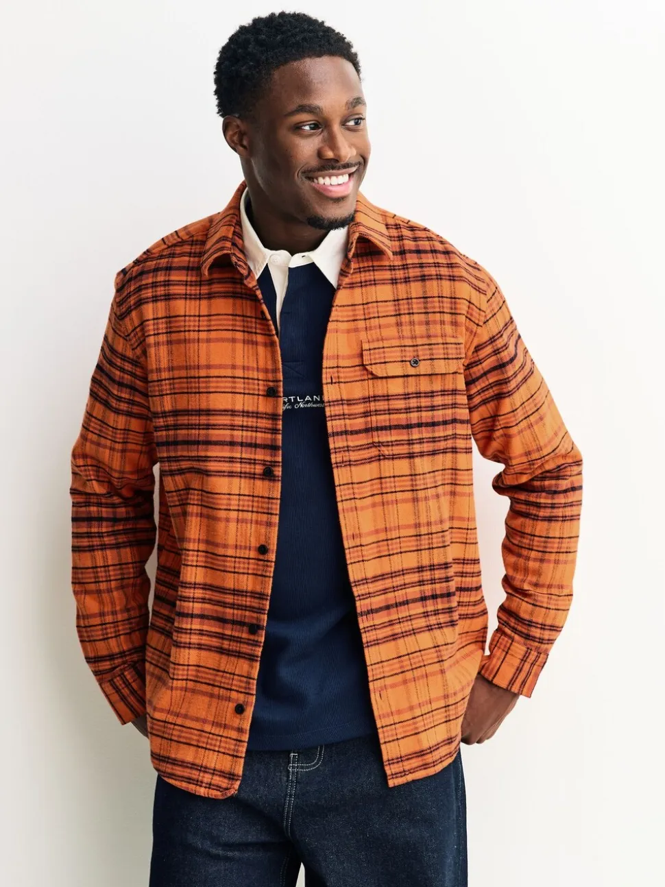 Orange Long Sleeve Check Shirt