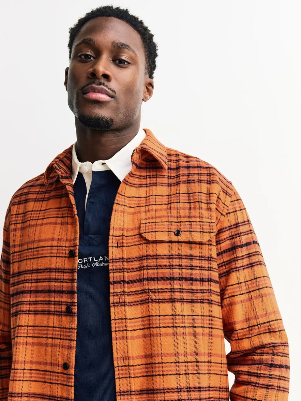 Orange Long Sleeve Check Shirt