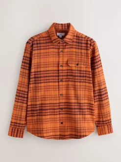 Orange Long Sleeve Check Shirt