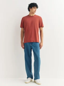 Orange Marl Regular Fit Essential Crew Neck Cotton T-Shirt