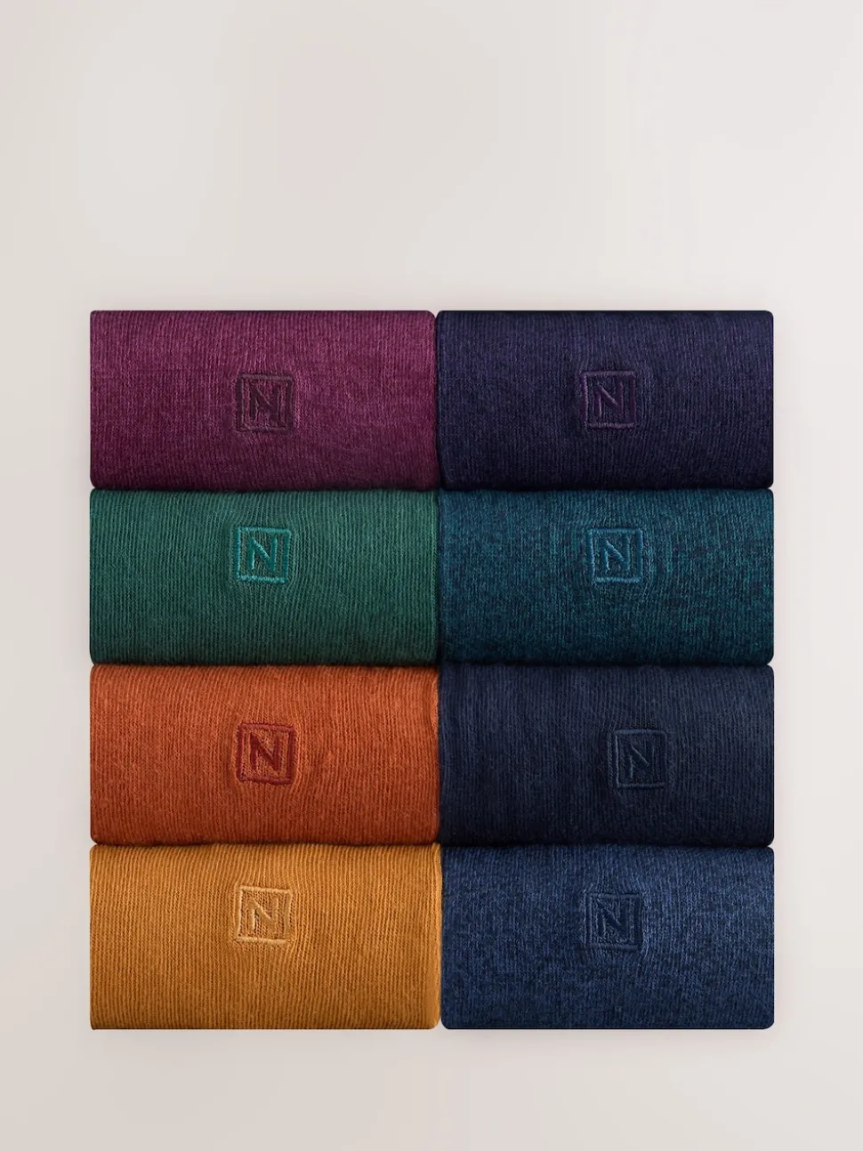 Orange/Green/Blue 8 Pack Embroidered Lasting Fresh Socks