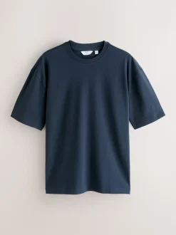 Orange/Grey/Green/Navy Blue/Red Relaxed Fit Heavyweight T-Shirts 5 Pack