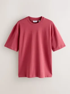 Orange/Grey/Green/Navy Blue/Red Relaxed Fit Heavyweight T-Shirts 5 Pack