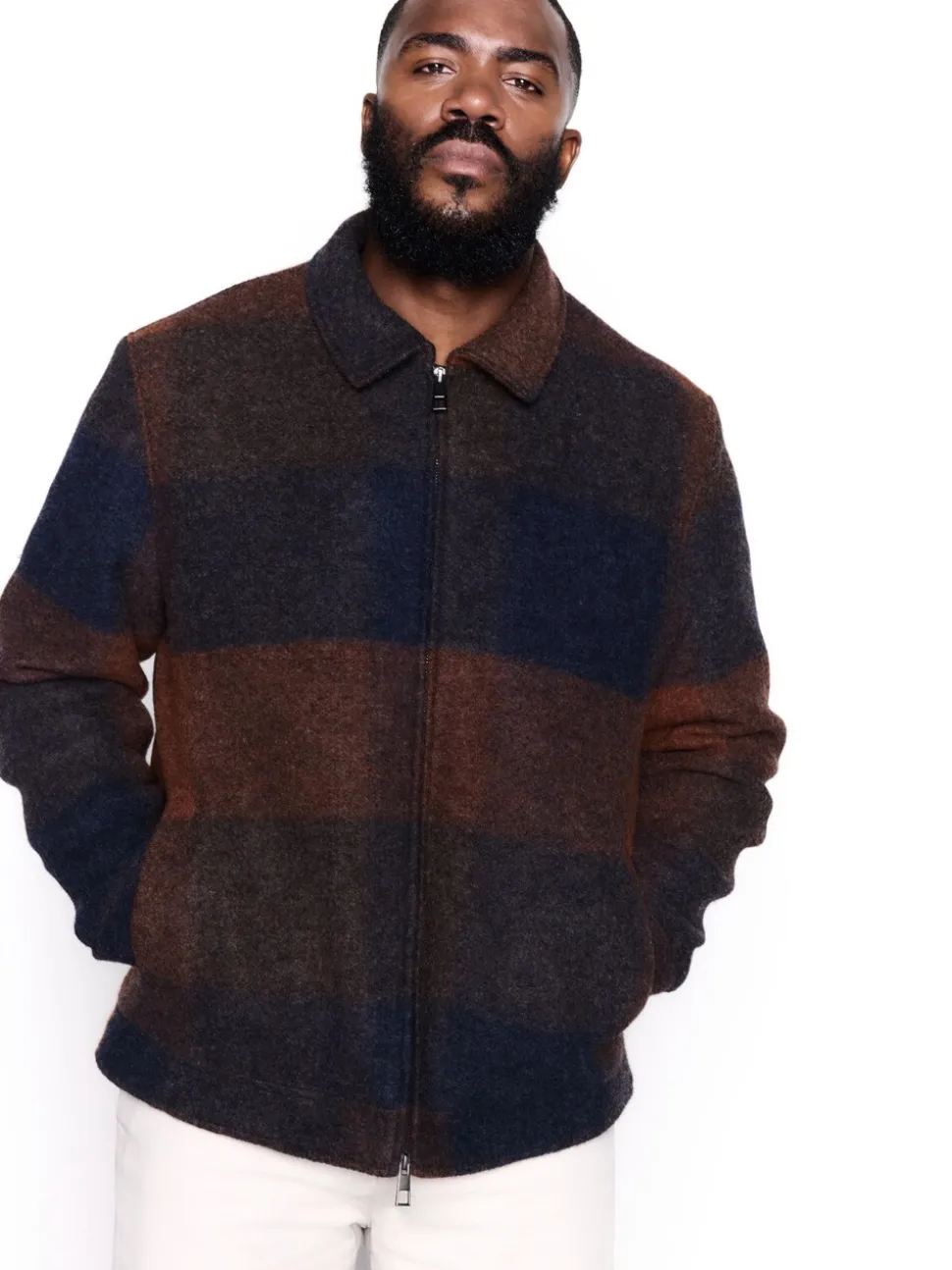 Orange/Navy Italian Fabric Buffalo Check Jacket with Wool