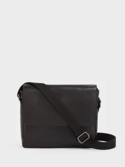 Osprey London Black Carter Saddle Leather Large Messenger Bag