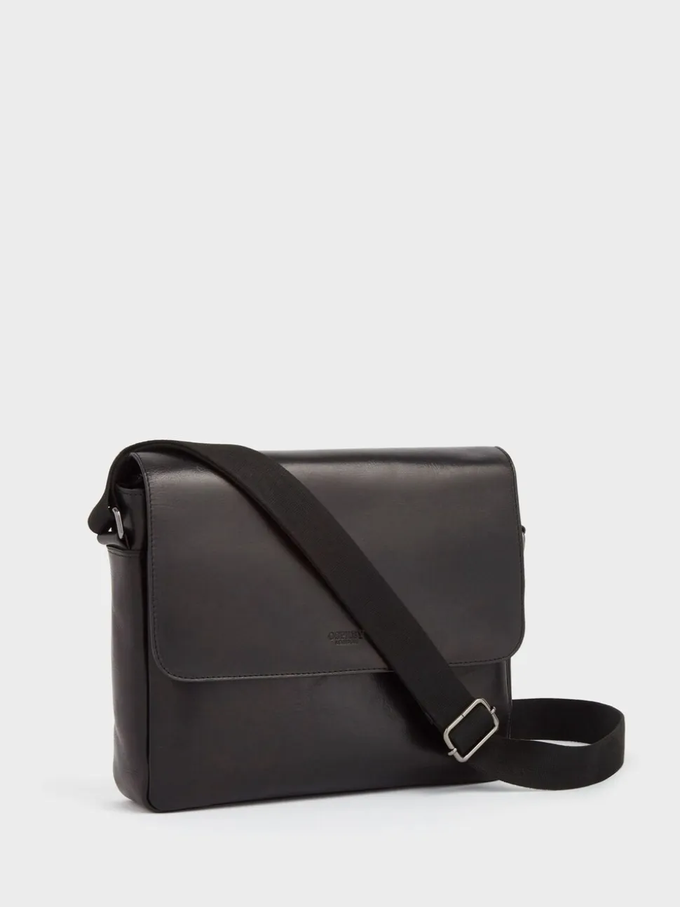 Osprey London Black Carter Saddle Leather Large Messenger Bag
