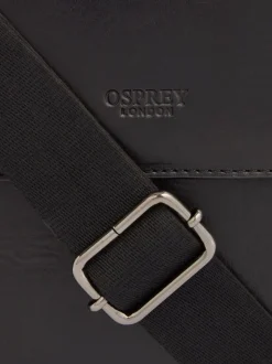 Osprey London Black Carter Saddle Leather Large Messenger Bag