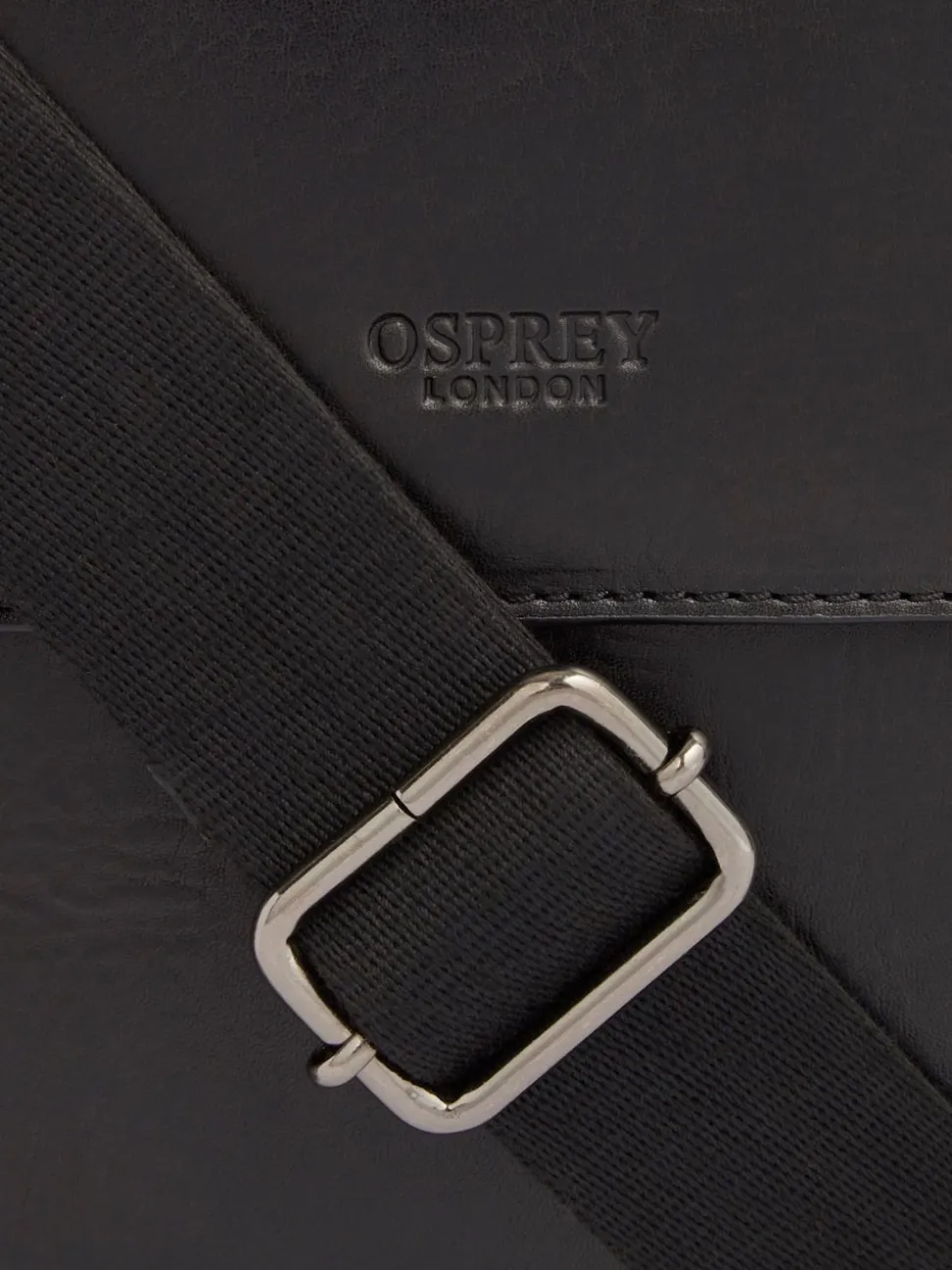 Osprey London Black Carter Saddle Leather Large Messenger Bag