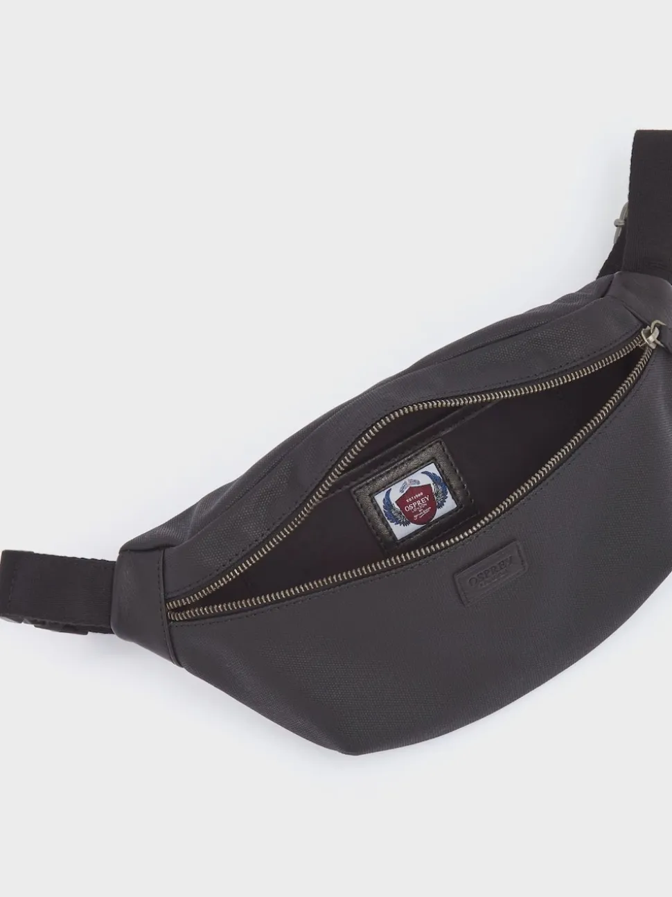 Osprey London Black Grantham Waxed Canvas & Leather Bumbag
