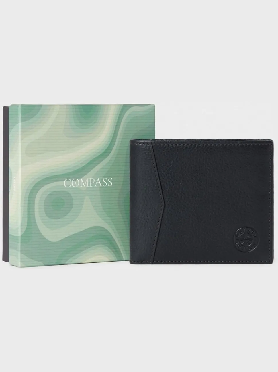 Osprey London Black The Compass Leather Card Wallet