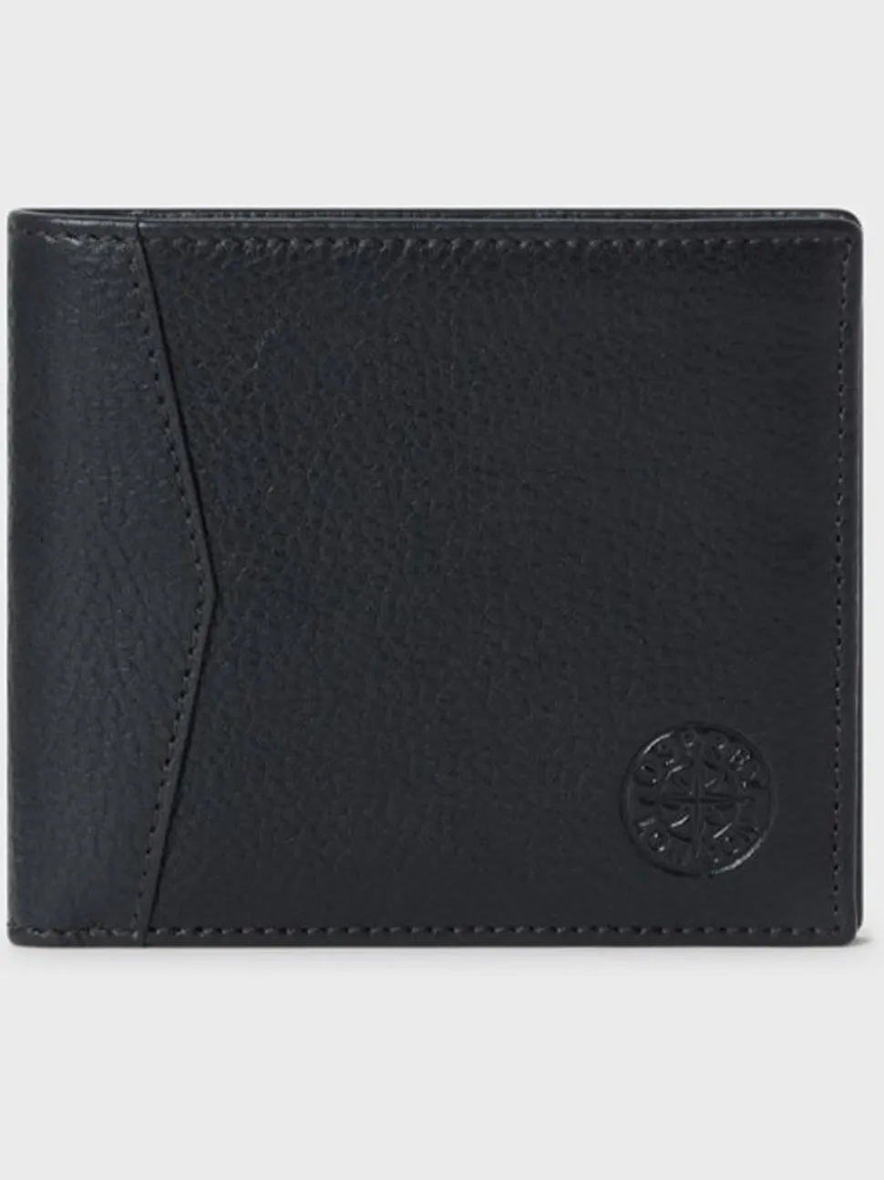 Osprey London Black The Compass Leather Card Wallet