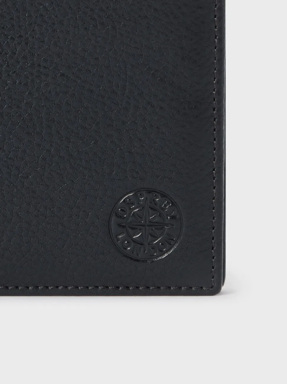 Osprey London Black The Compass Leather Card Wallet