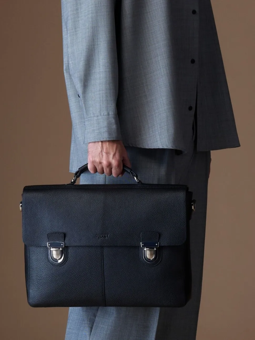 Osprey London Black The Forest Leather Briefcase
