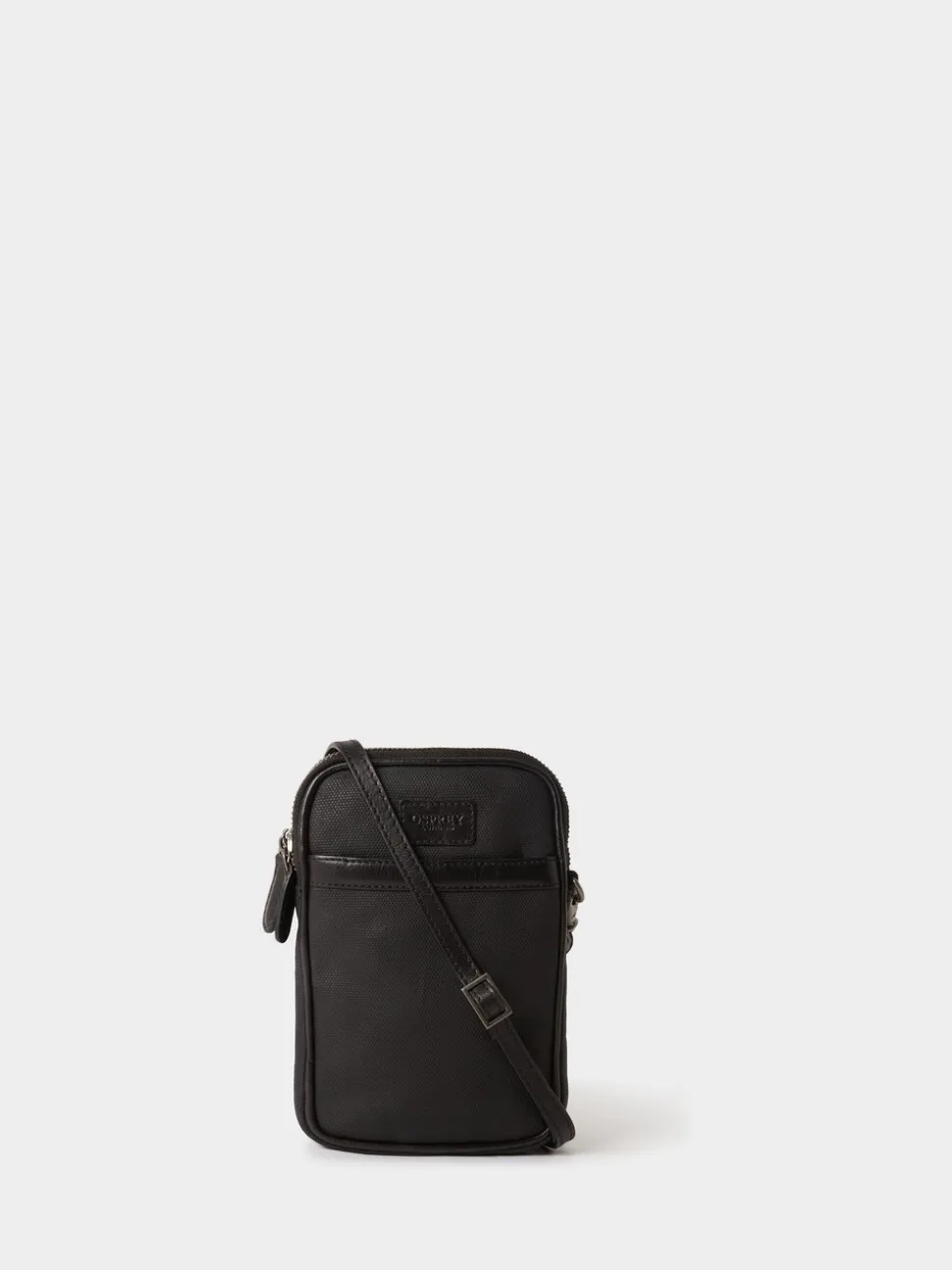 Osprey London Black The Grantham Waxed Canvas & Leather Phone Bag