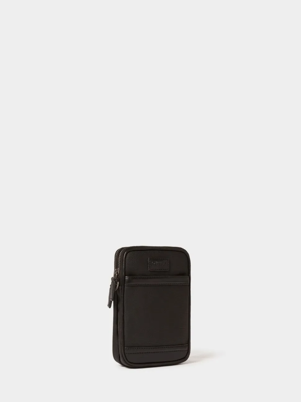 Osprey London Black The Grantham Waxed Canvas & Leather Phone Bag