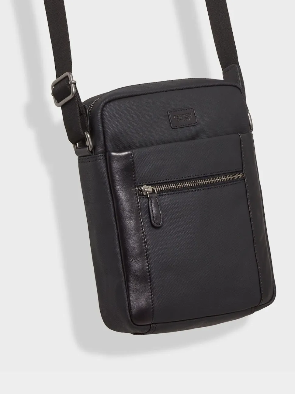 Osprey London Black The Small Grantham Waxed Canvas And Leather Messenger Bag